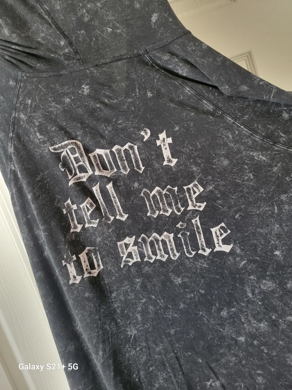 Lightweight Dont Tell Me To Smile Black Hooded Zip Jacket with Rose Print